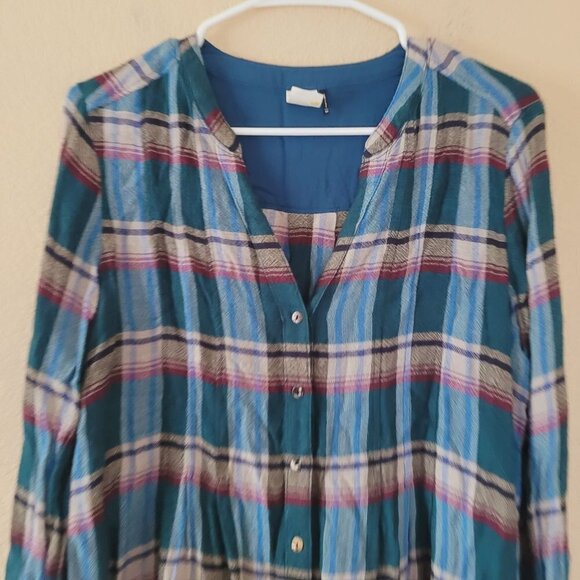 Anthropologie Akemie + Kim Womens Plaid Tunic Size Medium Wool Blend Shirtdres - Picture 2 of 7